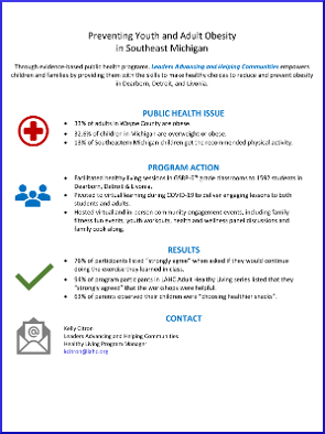 screenshot of NPAO Success Stories: Preventing Obesity Among Youth and Adults in Southeast Michigan