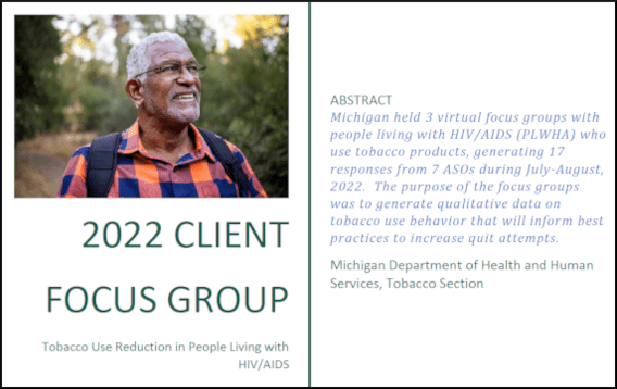 Image from cover of 2022 Michigan Tobacco Use Reduction in People Living with HIV Project (TURP) Client Focus Group Report