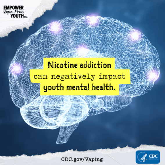 CDC: Nicotine addiction can negatively impact youth mental health.