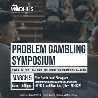 2026 MDHHS Gambling Symposium graphic. Details in text below.