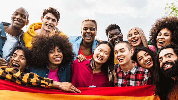 Group of diverse people smiling