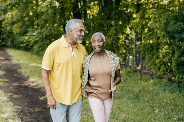 Two people walking together