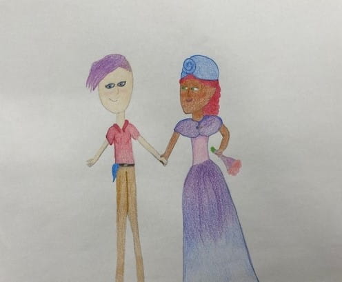 Artist: Rachel Cowgill. Title of Artwork: The Coming Out. Artist Description: Going on a date and being themselves. It