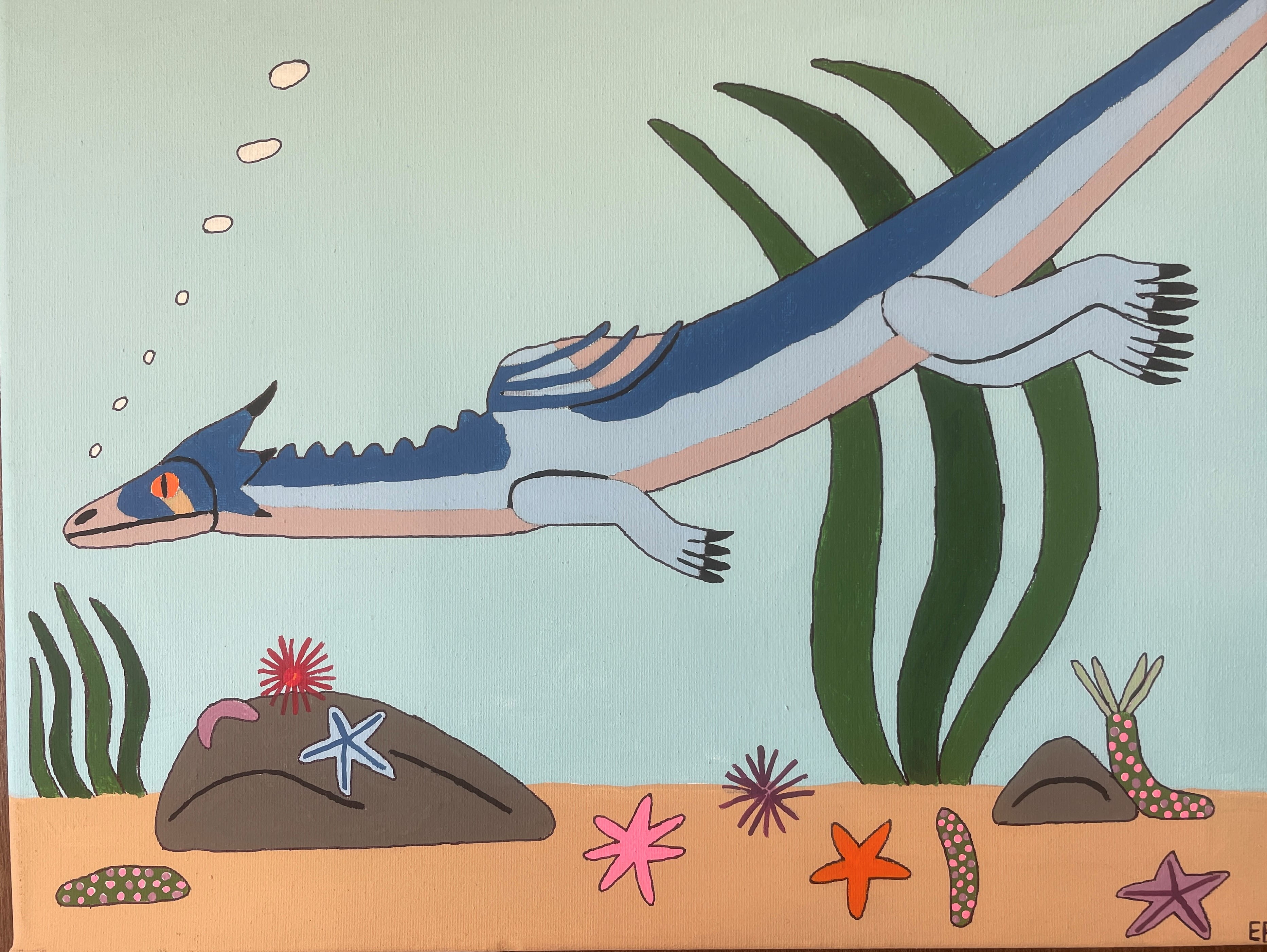 Artist: Elliot Brown-Pott. Title of Artwork: Marine Dragon. Artist Description: Prehistoric marine reptile.