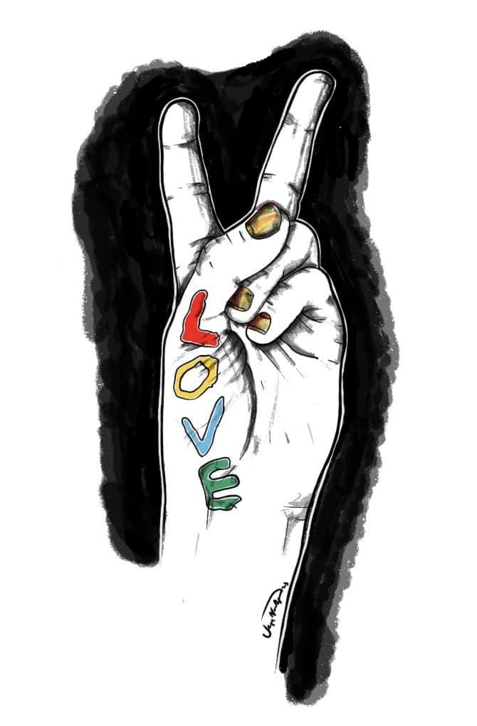 Artist: Jeffrey VanDyke. Title of Artwork: Love. Artist Description: This piece is intended to highlight that the concept of disability pride is universal and something that should not only be acknowledged but celebrated every day. No matter what our differences might be, we are all deserving of life, love, and being celebrated for the greatness and uniqueness that exists inside of us.