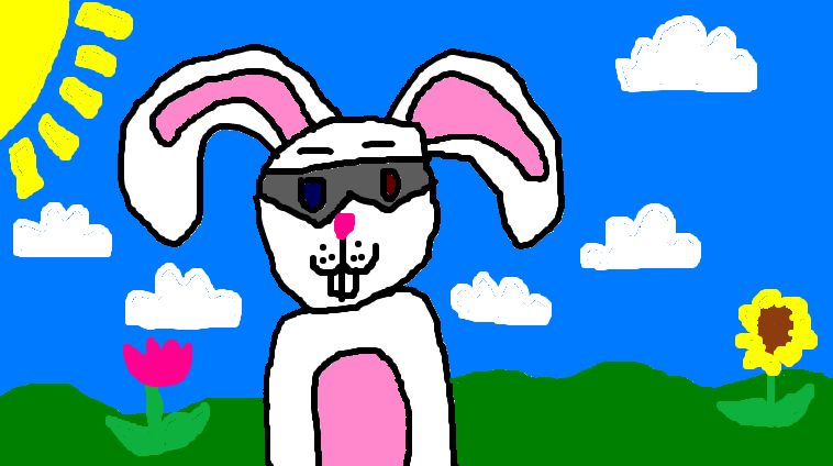 Artist: John Henry. Title of Artwork: The Cool Bunny in Sunglasses. Artist Description a cool bunny.