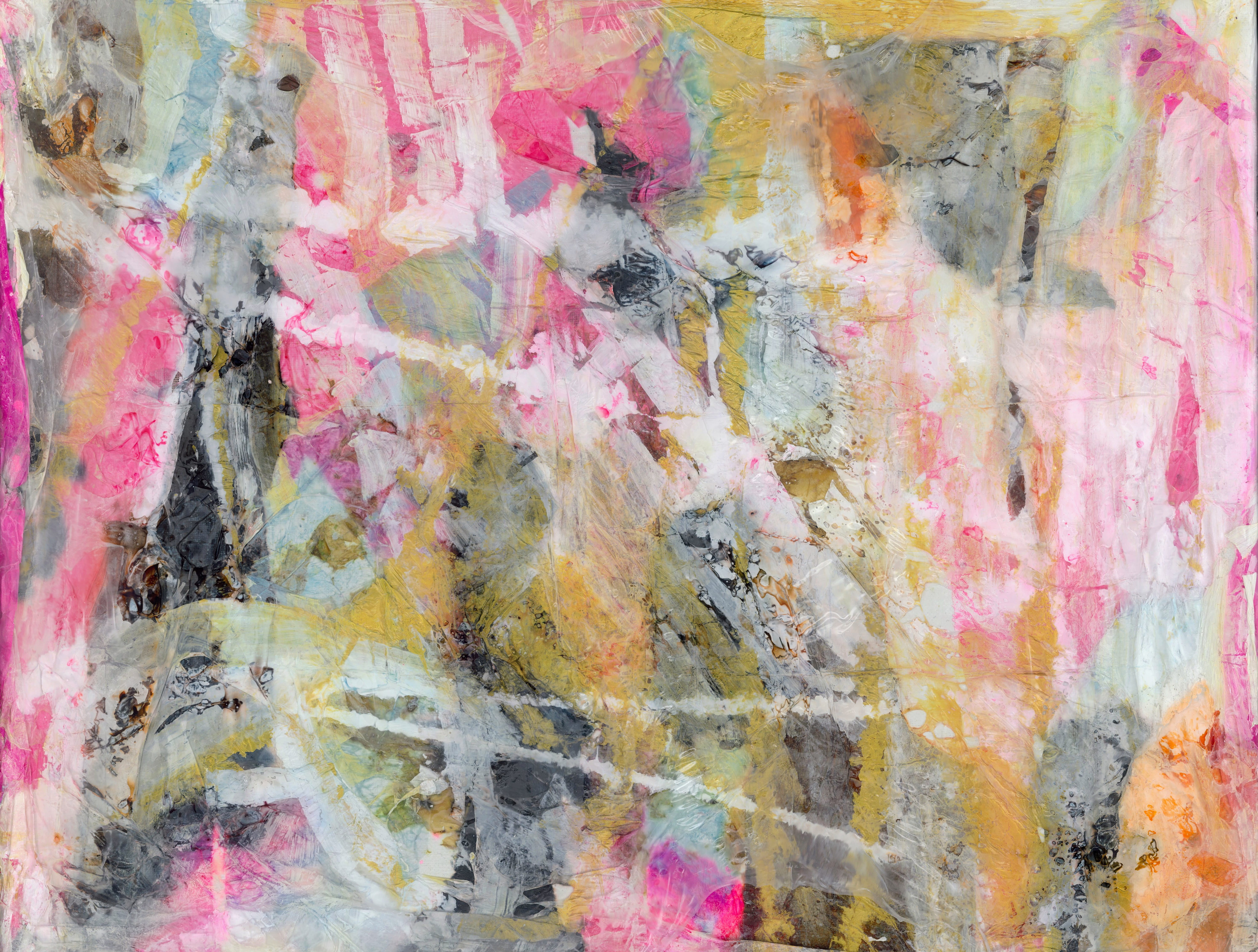 Artist: DB Hale. Title of Artwork: Everlasting Light, Fool King. Artist Description: These pieces are based on the idea of suppression or being held back by societal norms and ableism. Each piece is cover in layers of plastic, paint.