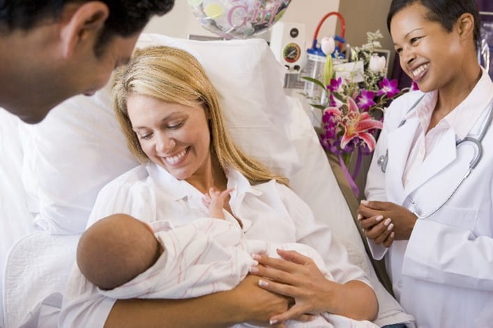 Mother Father and Doctor in hospital