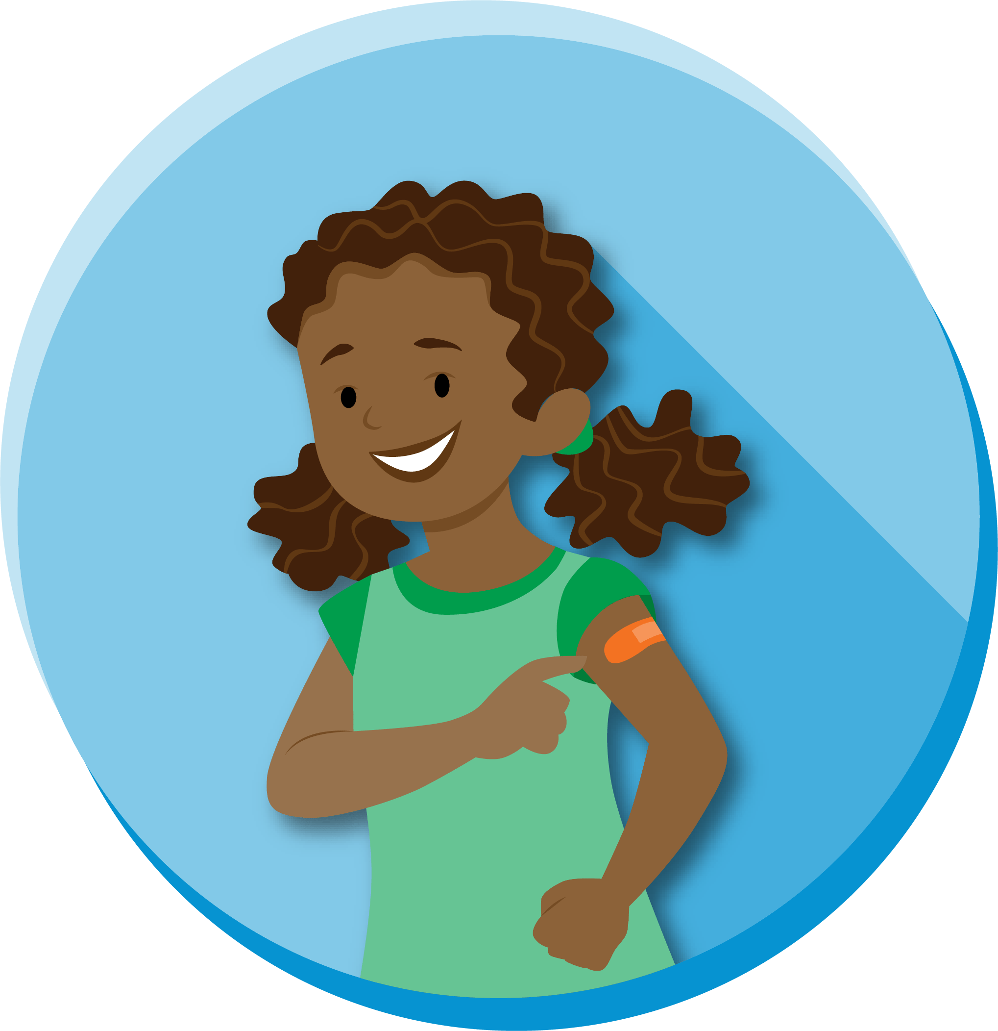 Girl smiling with bandaid on arm