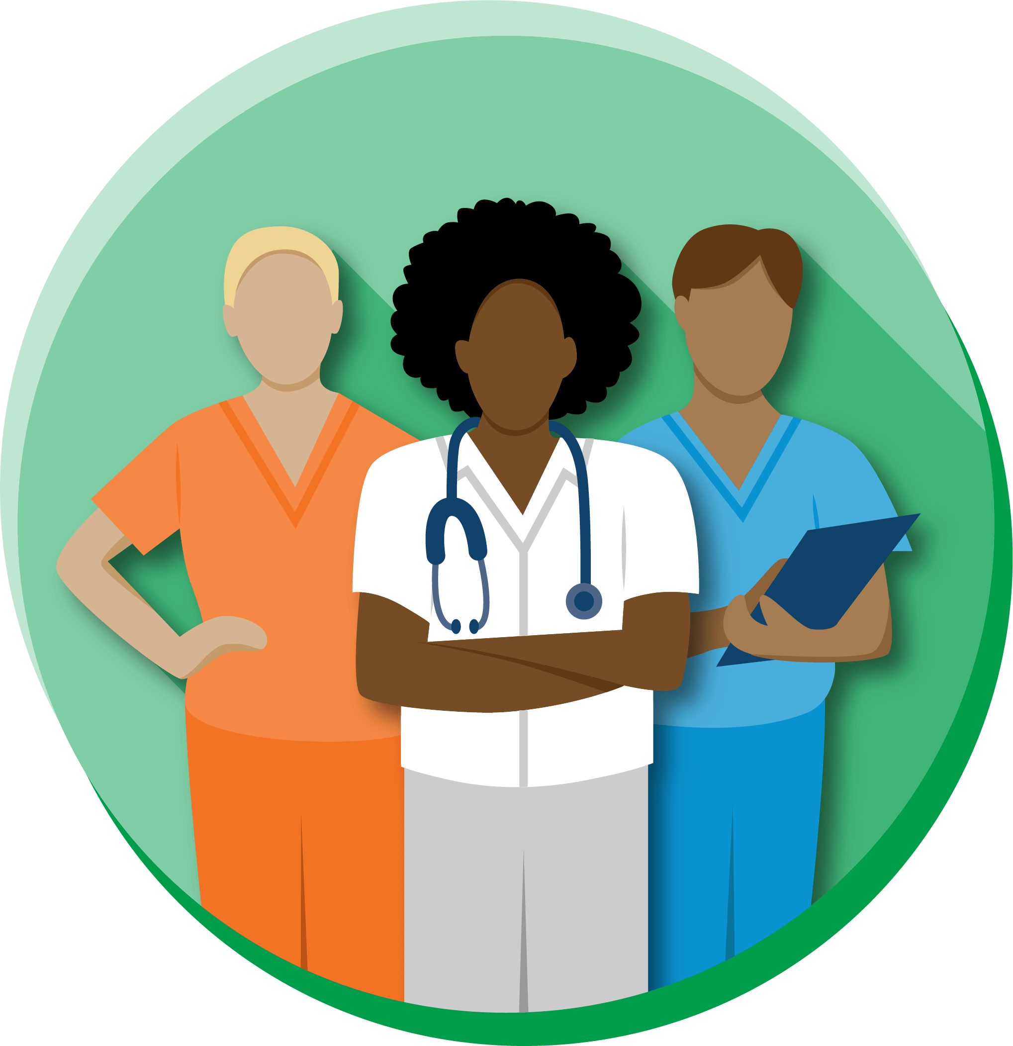 three healthcare workers