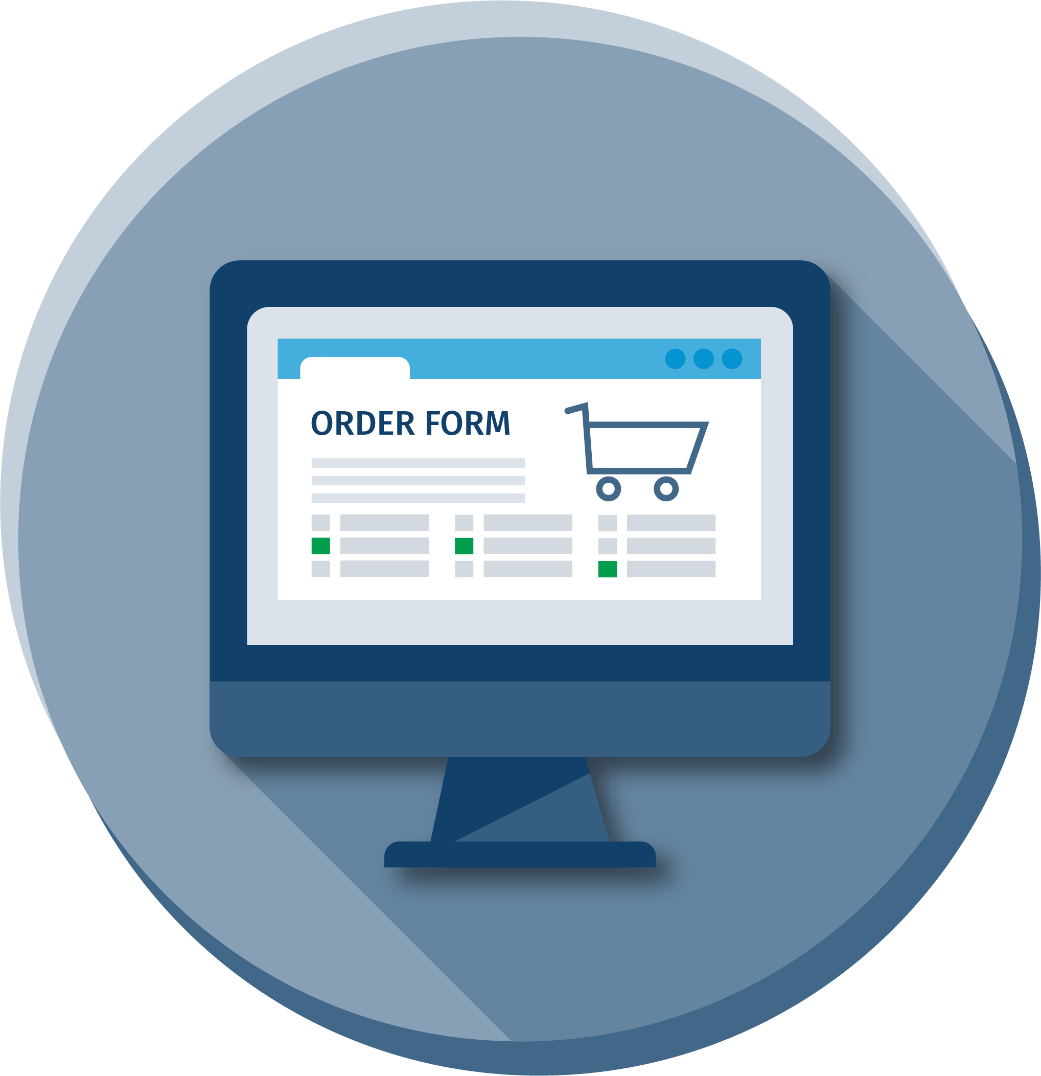 computer screen online shopping cart