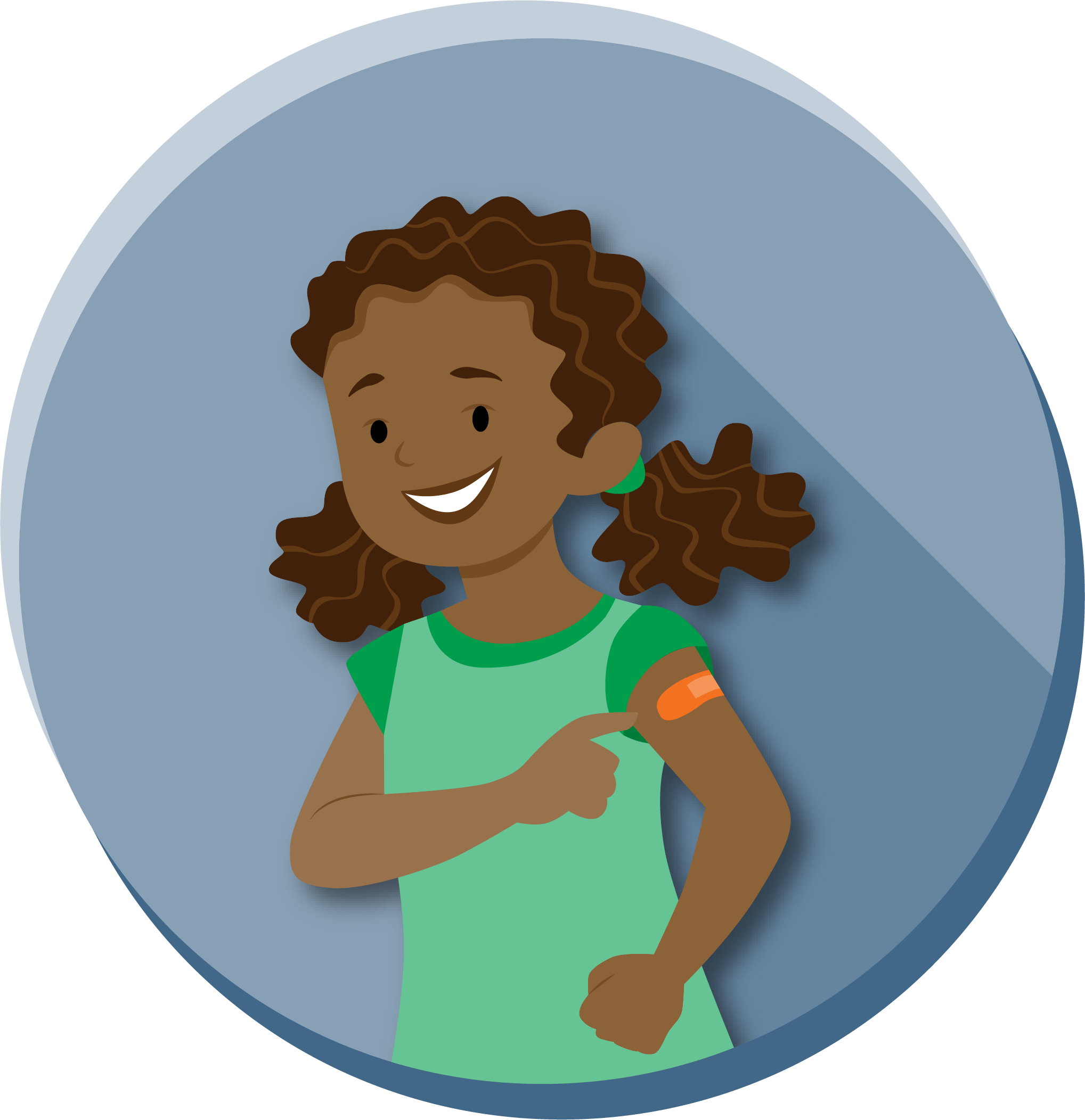 Girl smiling with bandaid on arm