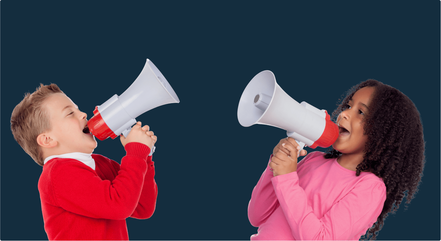 children holding megaphones