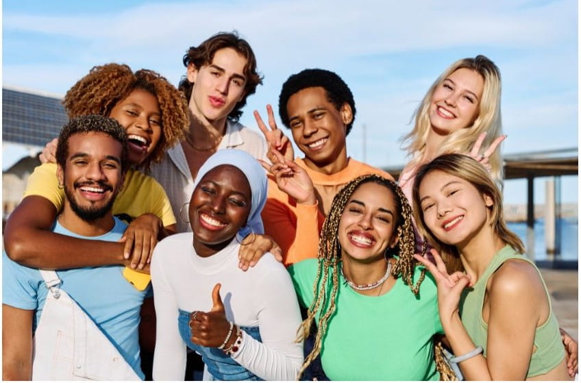 Diverse people smiling
