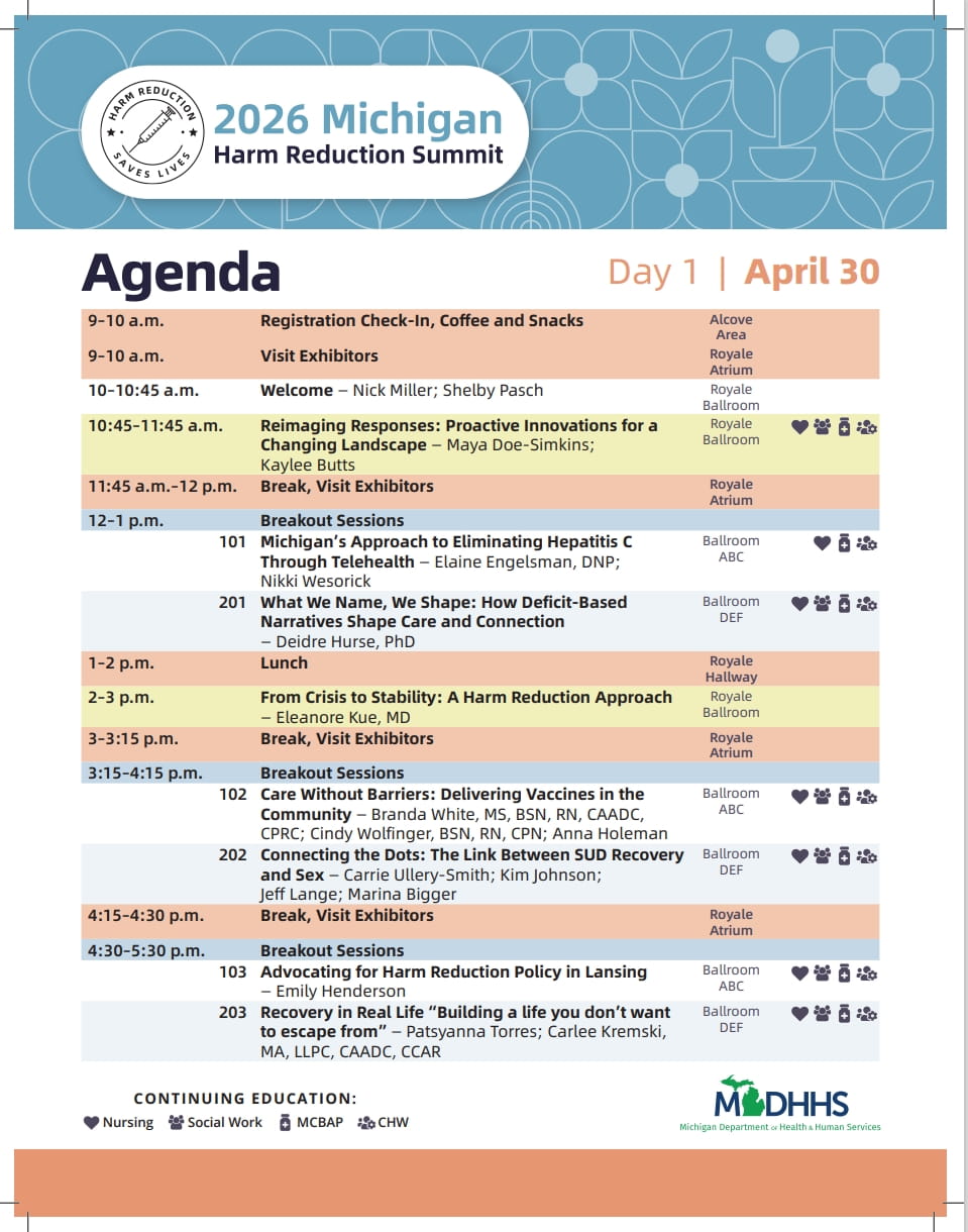 2026 Harm Reduction Summit Agenda for day 1