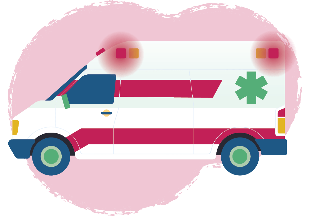 Ambulance with flashing lights