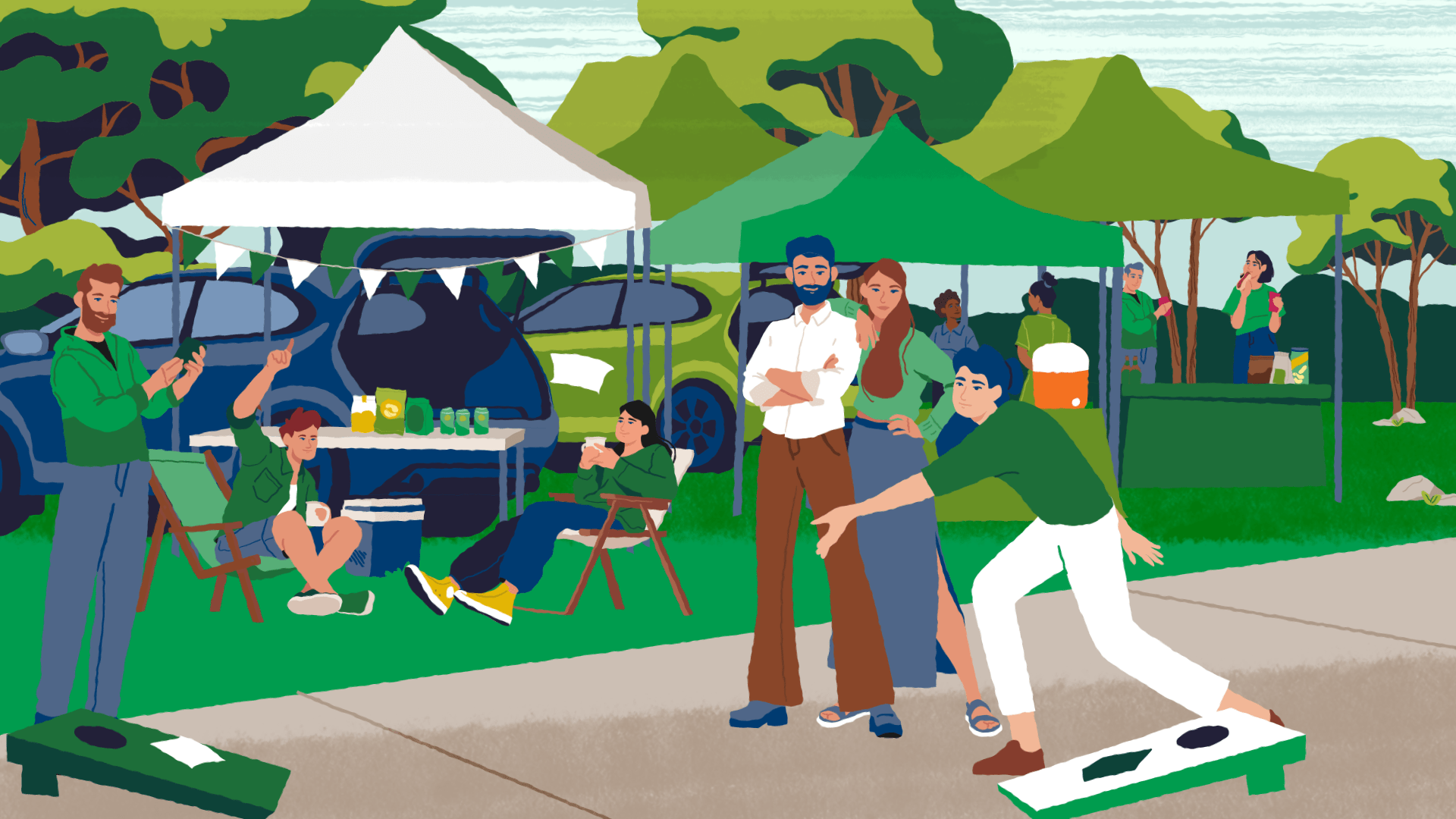 People tailgating
