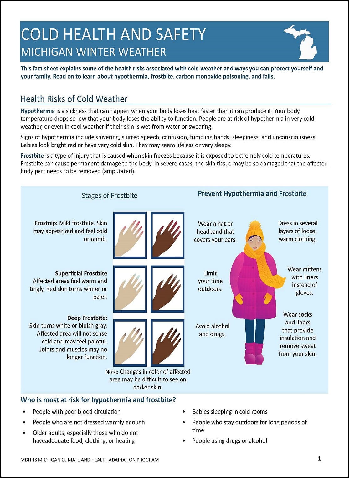 Thumbnail of MICHAP's Cold Health and Safety Fact Sheet