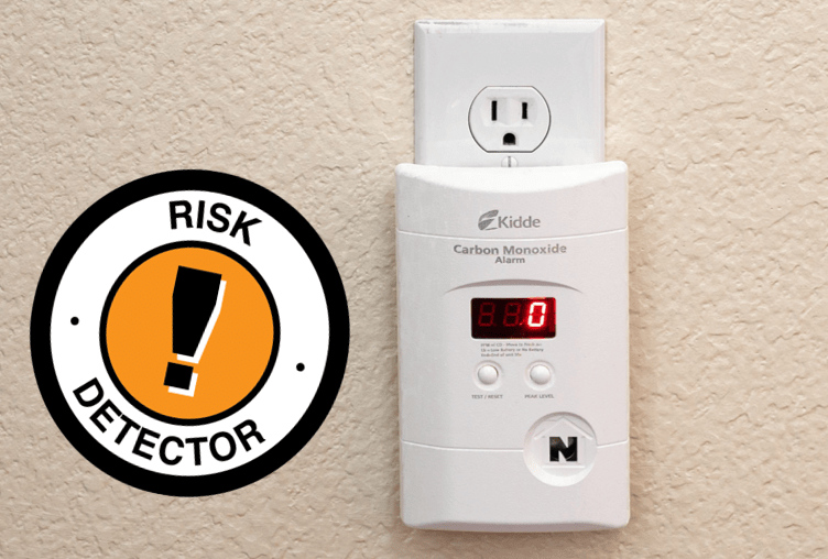 Carbon monoxide alarm and risk detector badge
