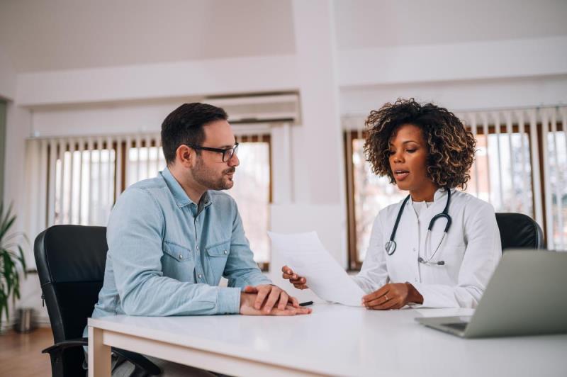 Doctor and a patient talking