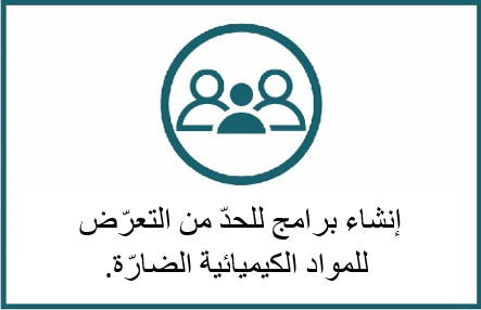 People icon with text reading "creating programs to reduce harmful chemical exposures"