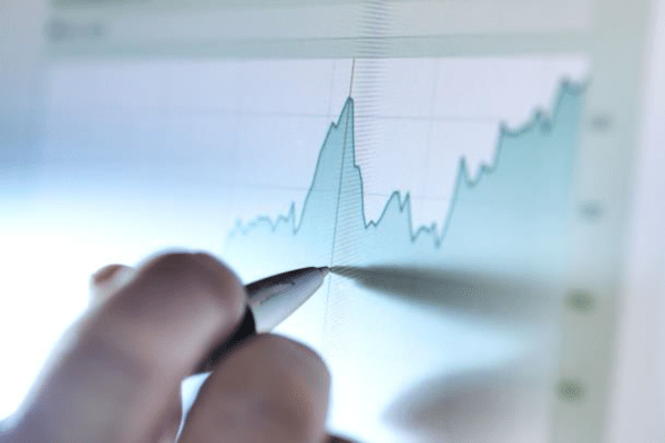 Close up of a hand drawing a line on a chart