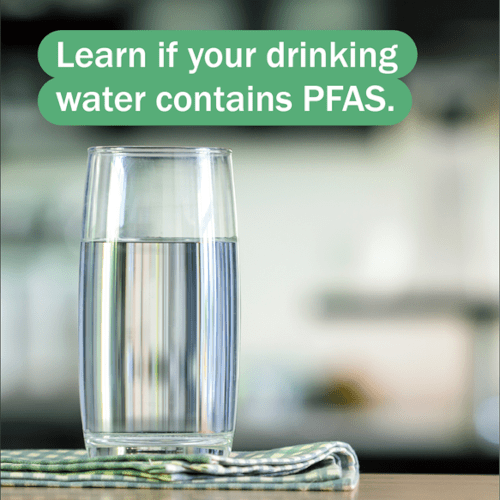 Glass of water and text reading 