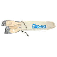 Kitchen utensils with the MDHHS logo