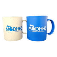 Coffee mugs with the MDHHS logo
