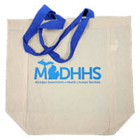 Tote bag with the MDHHS logo
