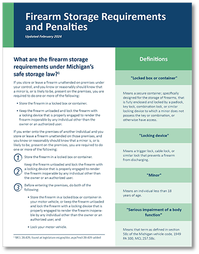 Firearm Storage Requirements and penalties flyer