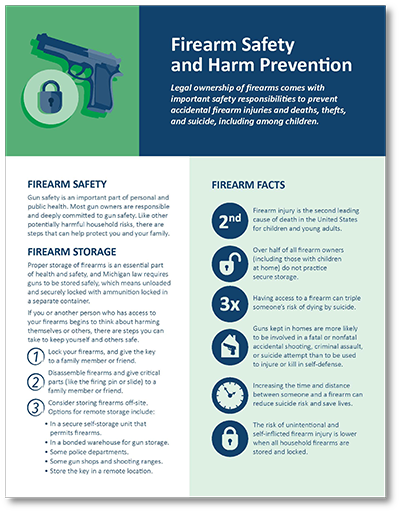 Firearm safety and harm prevention flyer