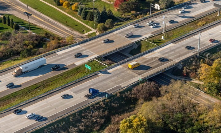 Aerial view of I-275 in Wayne County