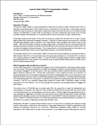 FY 16 - Super Air Meter (SAM) STIC Implementation Initiative Final Report Cover