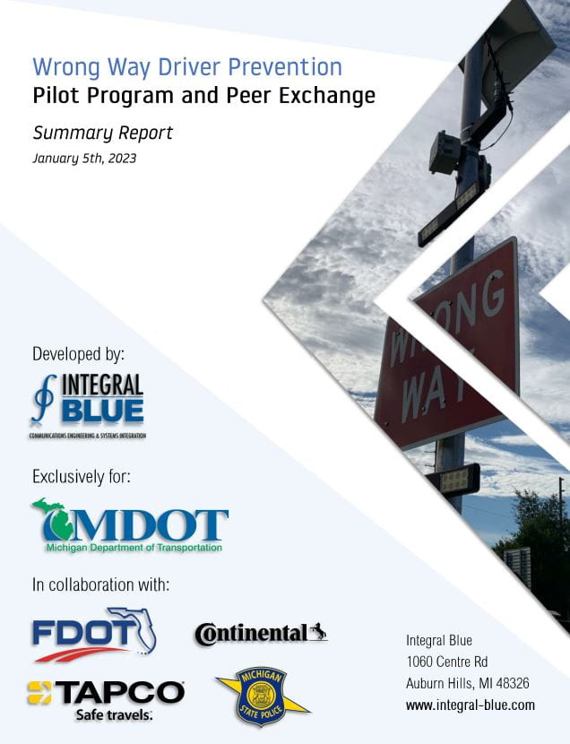Cover page of the report, Wrong Way Driver Prevention Pilot Program & Peer Exchange.