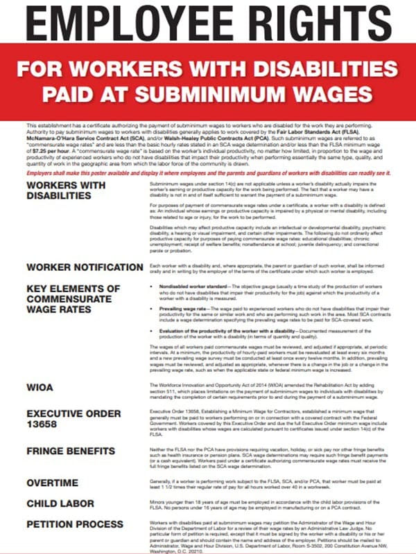 A thumbnail of the Employee Rights Subminimum Wage poster.