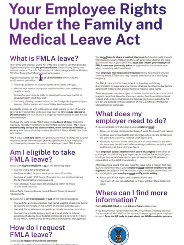 A thumbnail of the Your Employee Rights Family and Medical Leave Act poster.