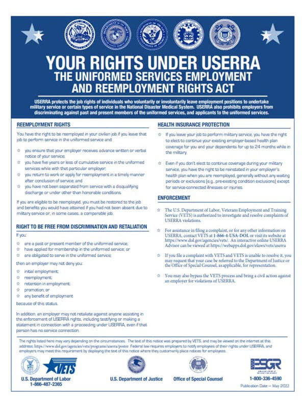 A thumbnail of the Your Rights Under USERRA poster.