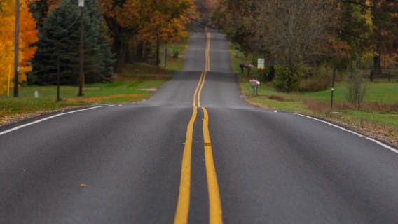 Indian Lakes Road during autumn in Kent County.