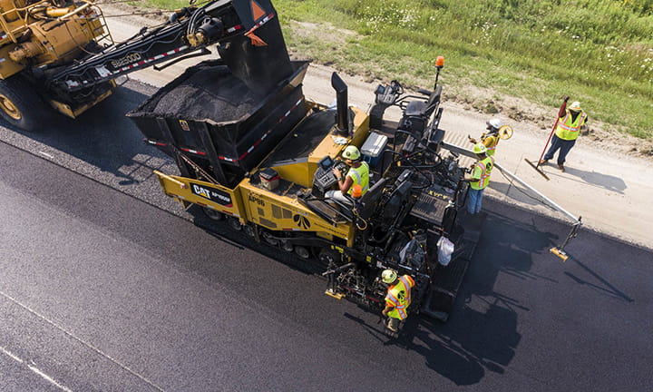 Overhead view of asphalt paving.