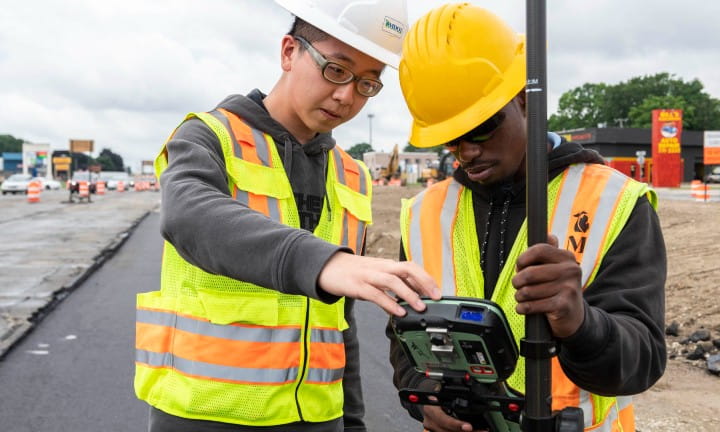 MDOT staff working with an intern on the M-3 (Gratiot Avenue) project in Macomb County.