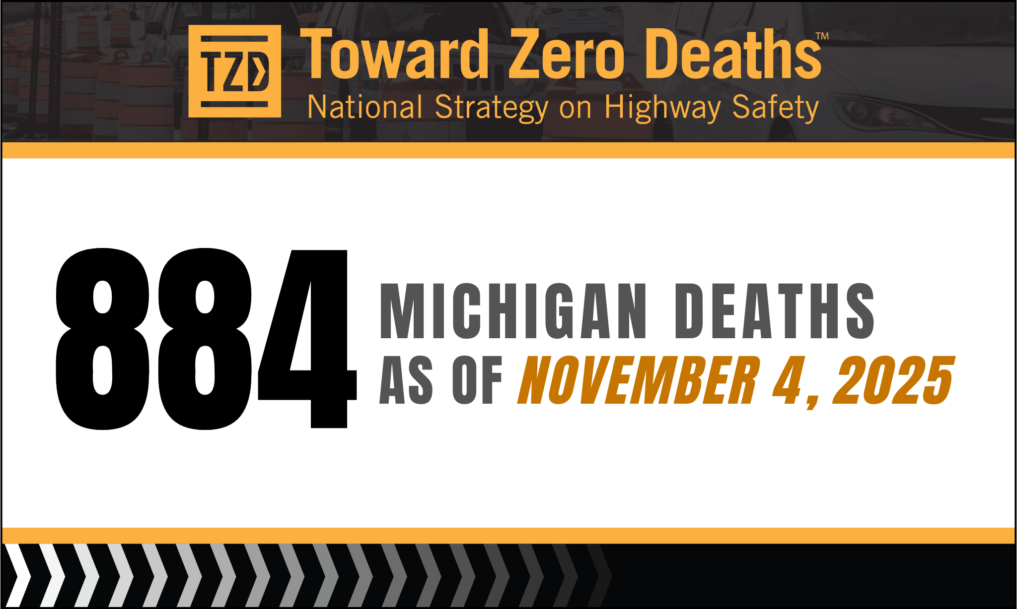 Graphic displaying Michigan's weekly road fatality numbers.