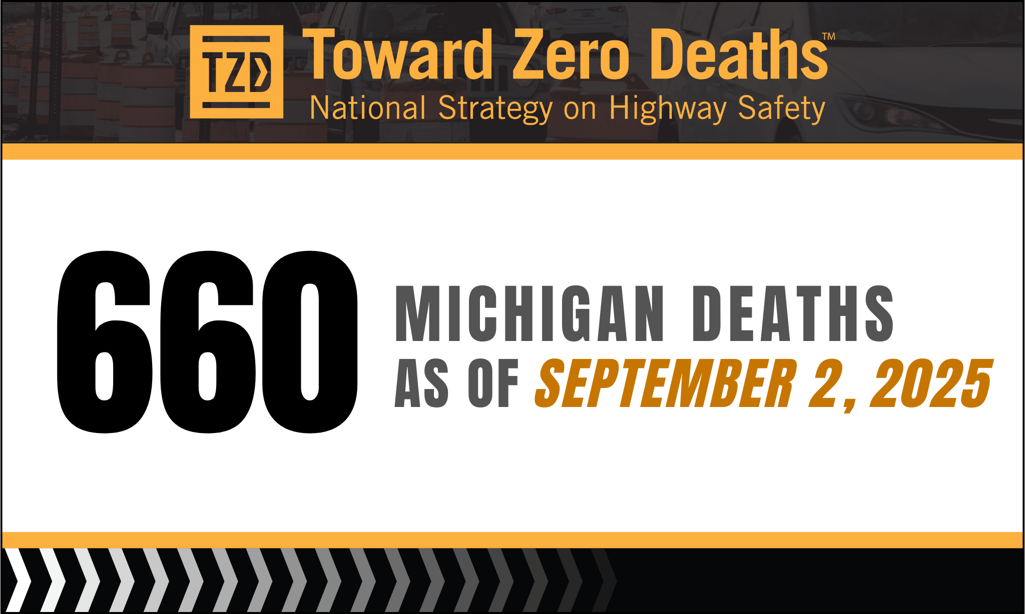 Graphic displaying Michigan's weekly road fatality numbers.
