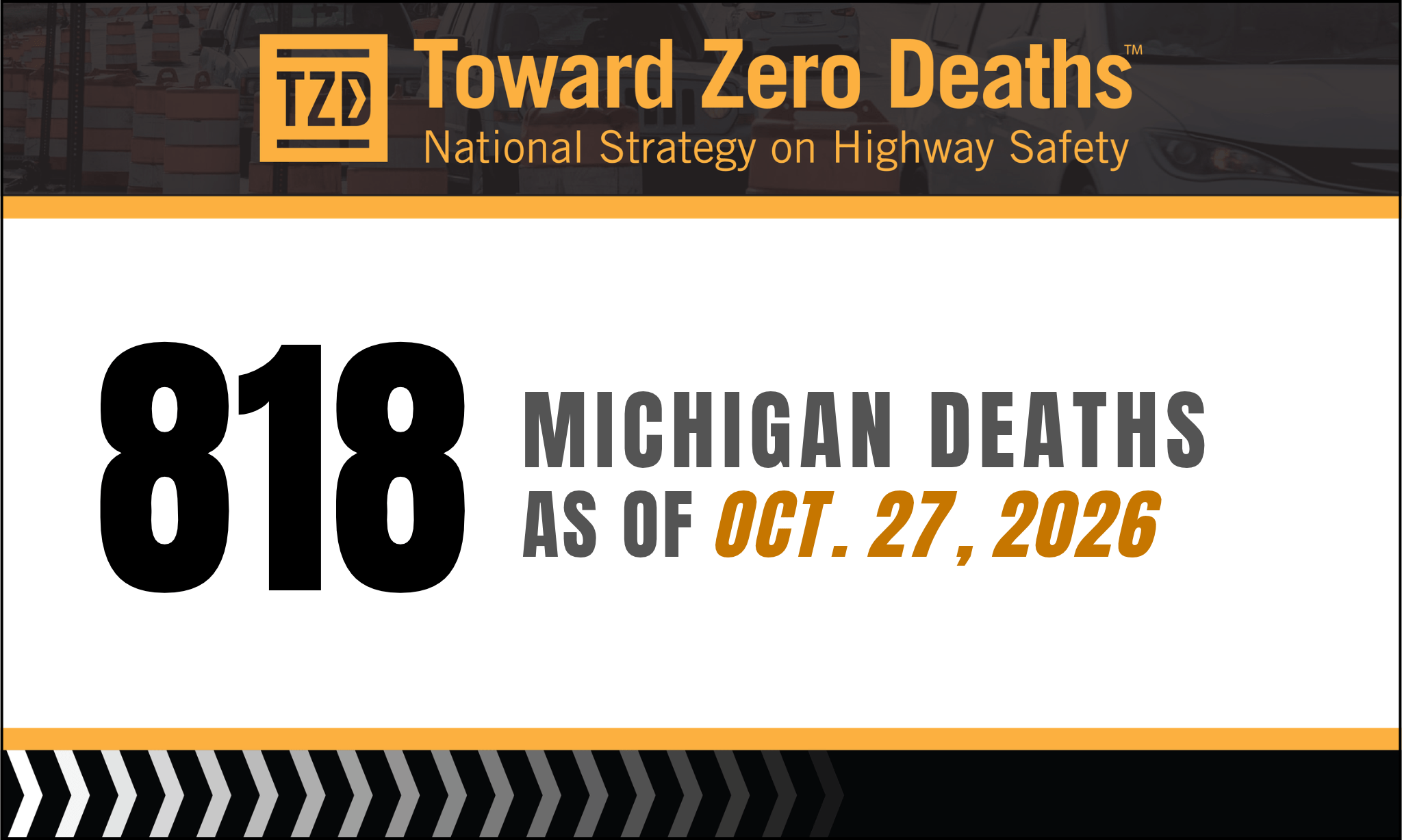 Graphic displaying Michigan's weekly road fatality numbers.