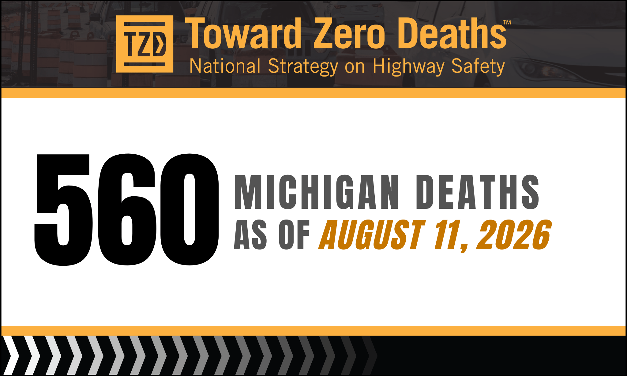 Graphic displaying Michigan's weekly road fatality numbers.