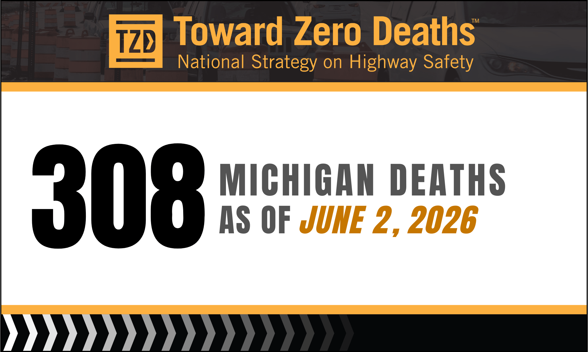 Graphic displaying Michigan's weekly road fatality numbers.