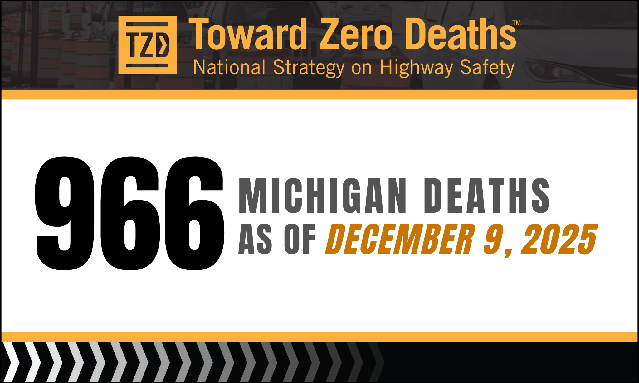 Graphic displaying Michigan's weekly road fatality numbers.