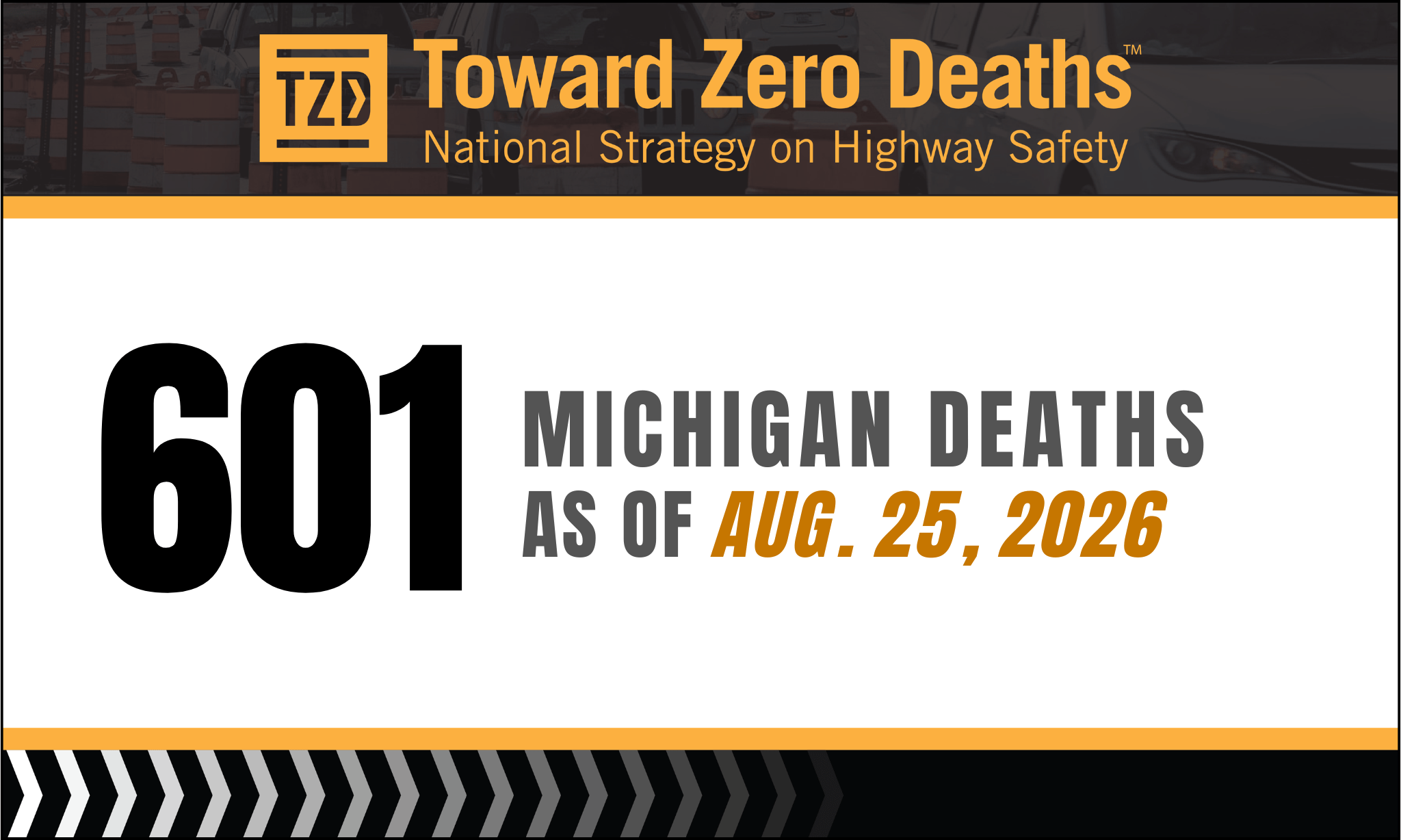Graphic displaying Michigan's weekly road fatality numbers.