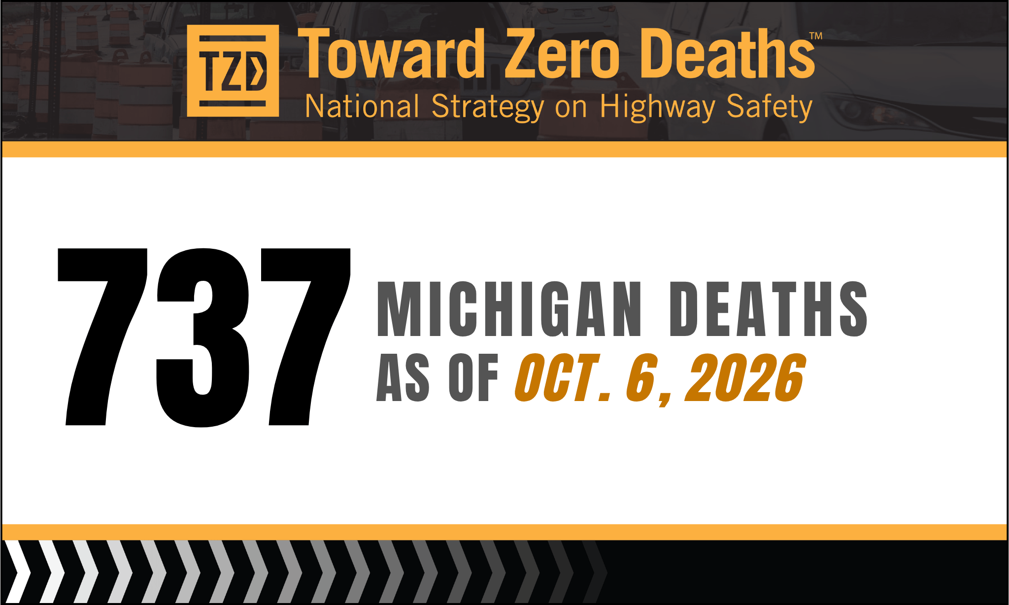 Graphic displaying Michigan's weekly road fatality numbers.