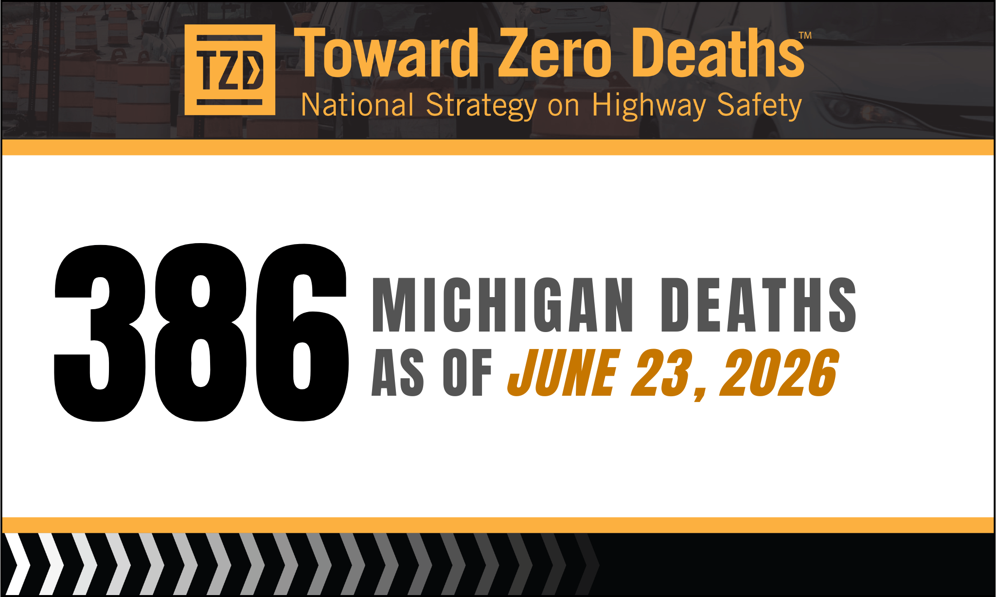 Graphic displaying Michigan's weekly road fatality numbers.